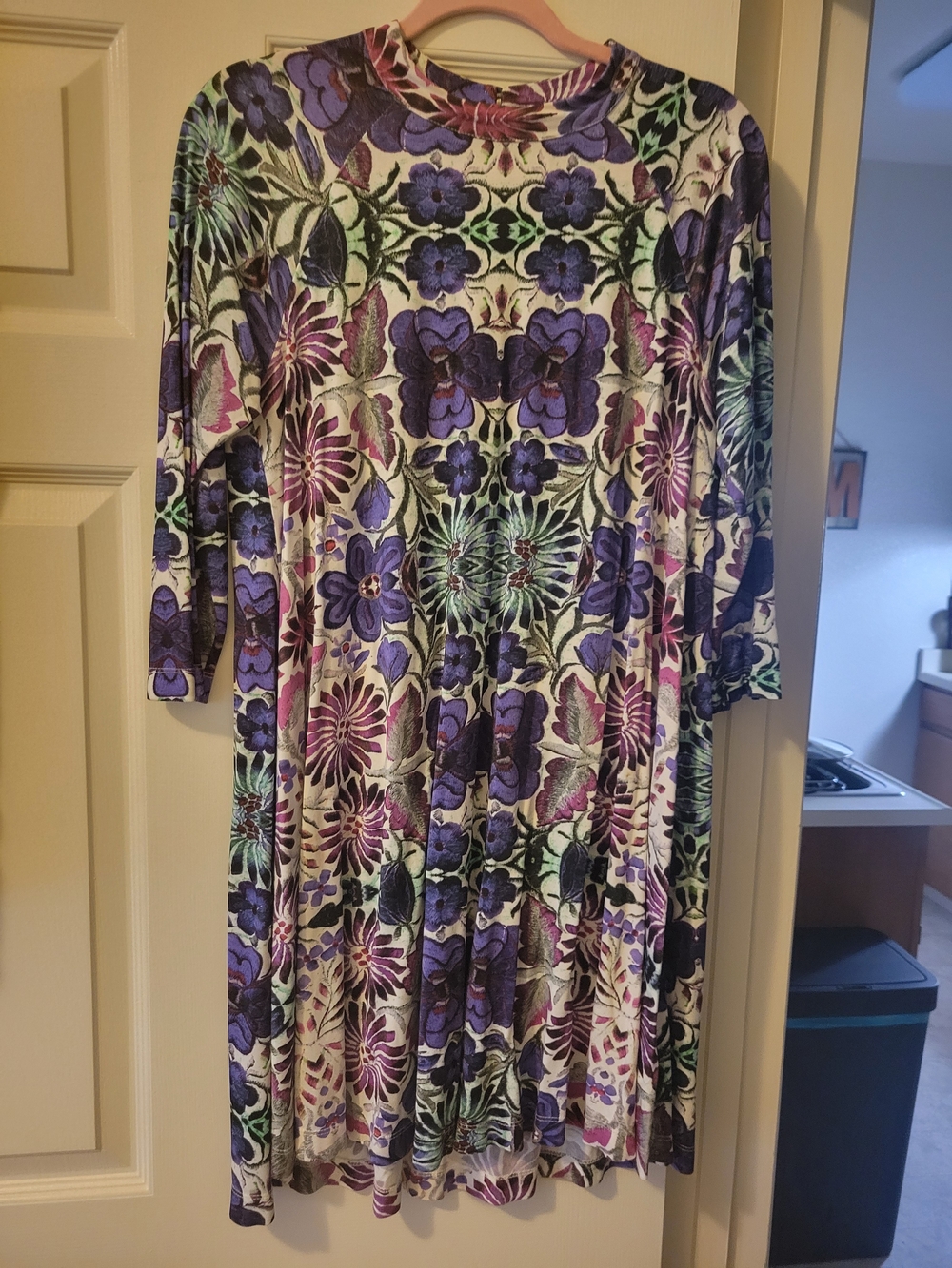 Free People Multicolor Purple Floral Swing Dress